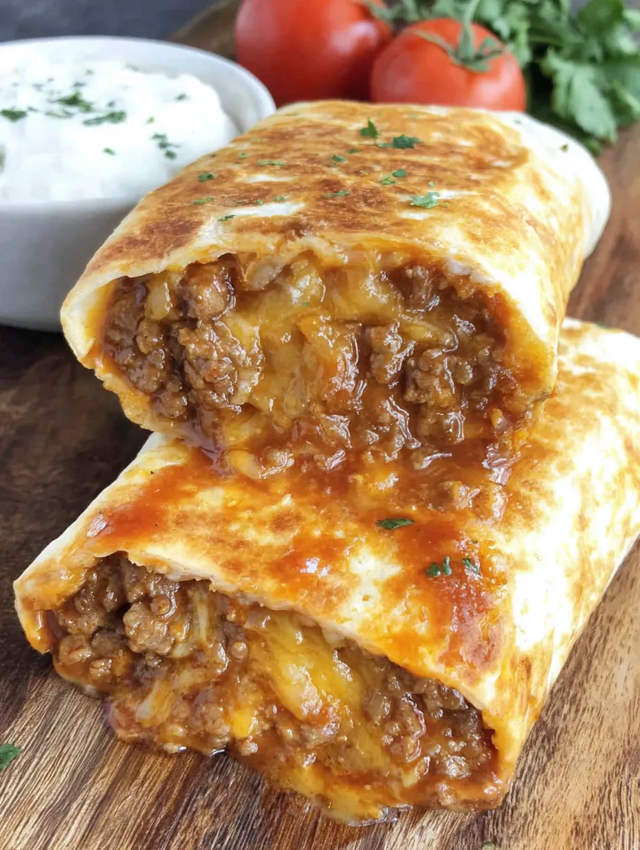 A chili cheese burrito is served on a wooden table.