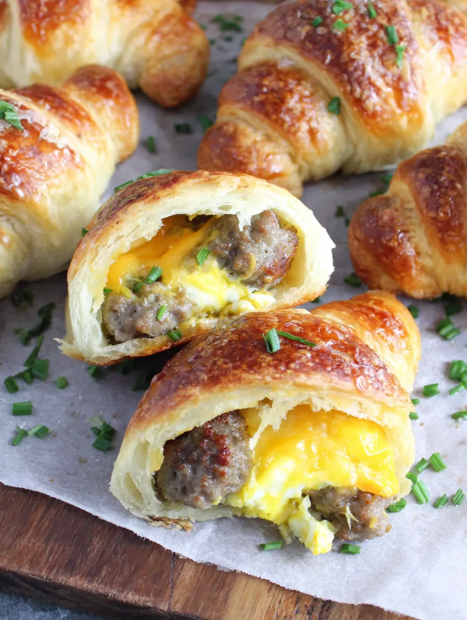 Sausage, egg, and cheese crescent roll ups.