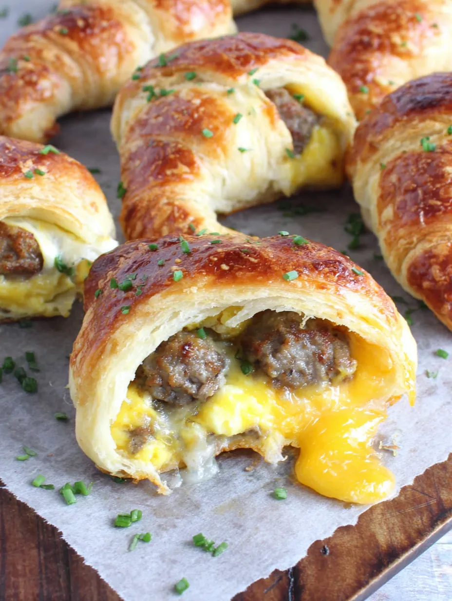 Sausage, egg, and cheese crescent roll ups.