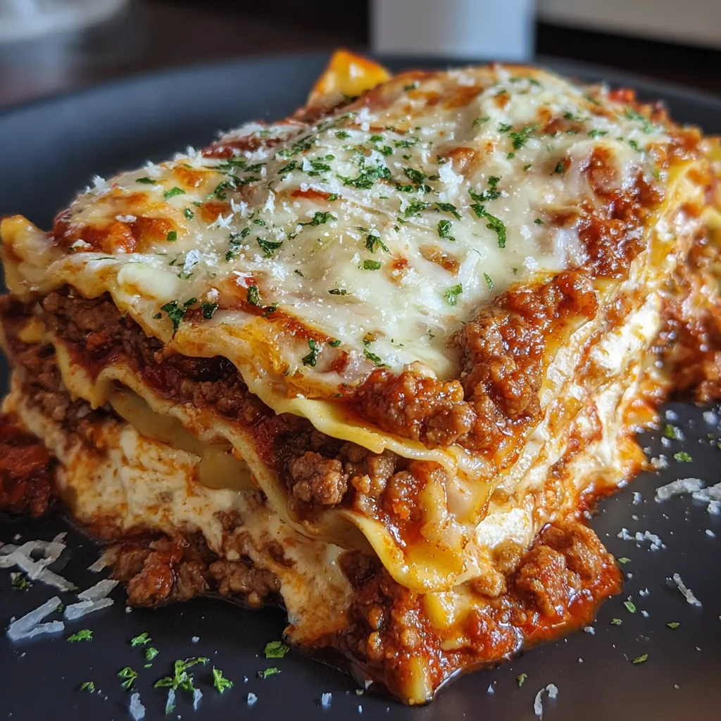 A homemade lasagna with cheese and meat.