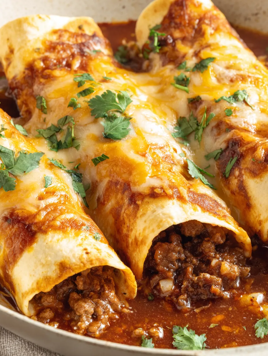 A plate of beef enchiladas.