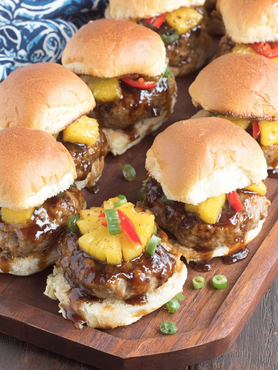 A plate of Hawaiian turkey burger sliders.