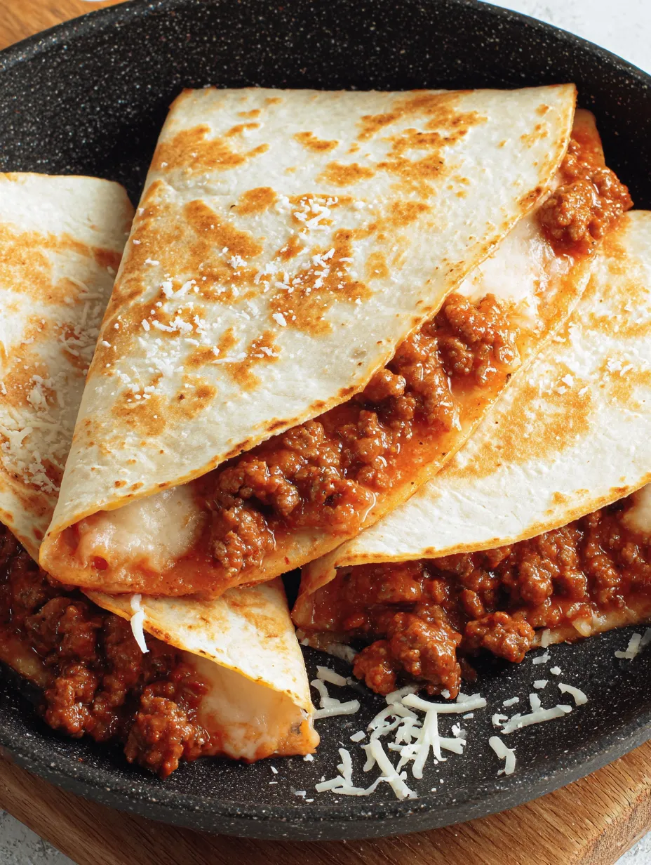 A plate of sloppy joe quesadillas.
