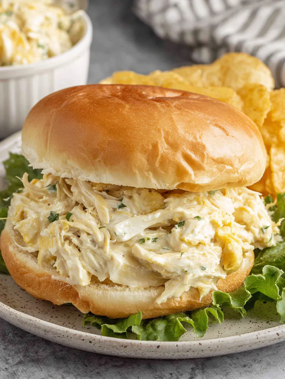 A sandwich with chicken and lettuce on a bun.