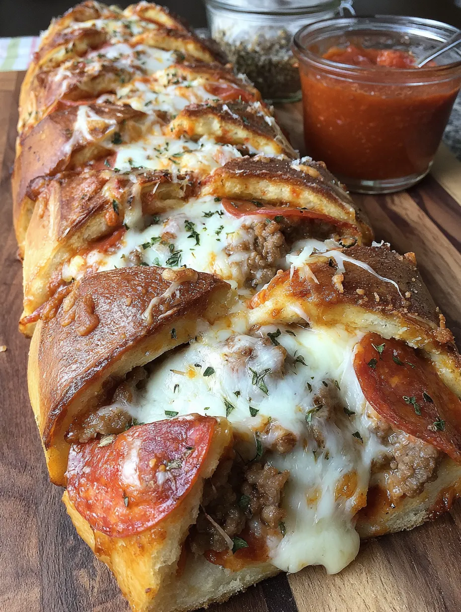 A meat lovers pizza bread recipe.