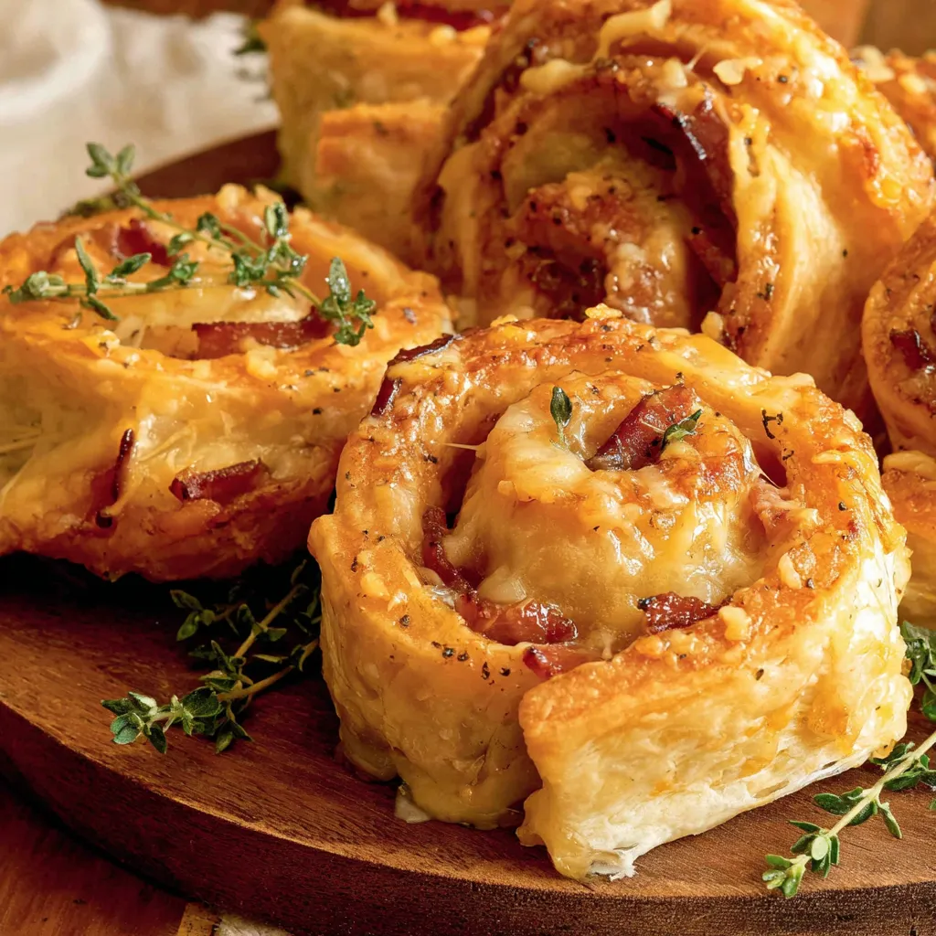 A plate of baked turkey and cheese rolls.