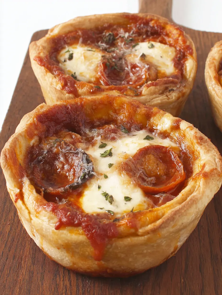 A close up of a pizza pot pie.