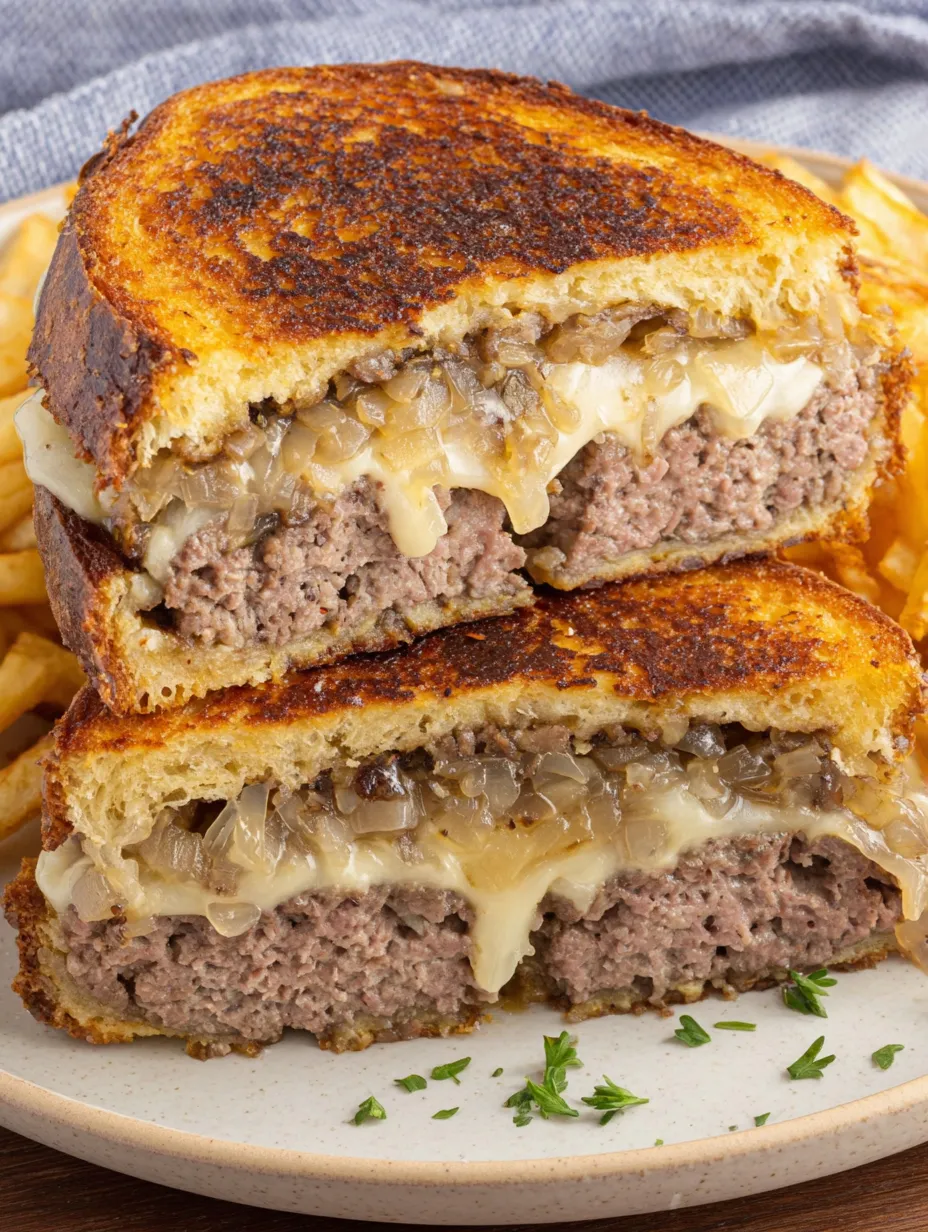 A French Onion Patty Melt sandwich.