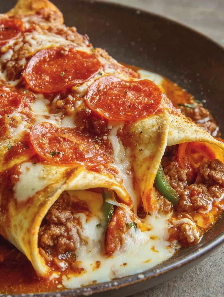 A plate of pizza enchiladas.