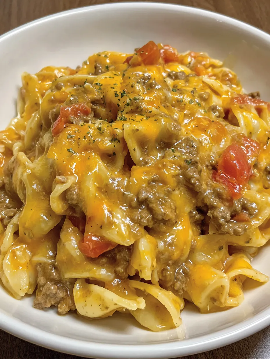 A plate of food with a cheesy taco mac.