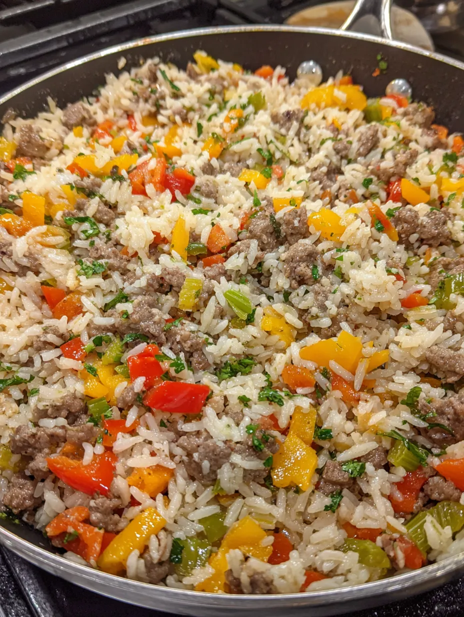 A close up of a dish of rice and meat.