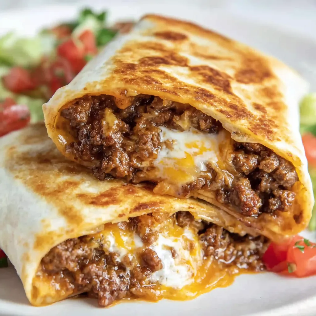 A plate of food with a beef meximelt recipe.