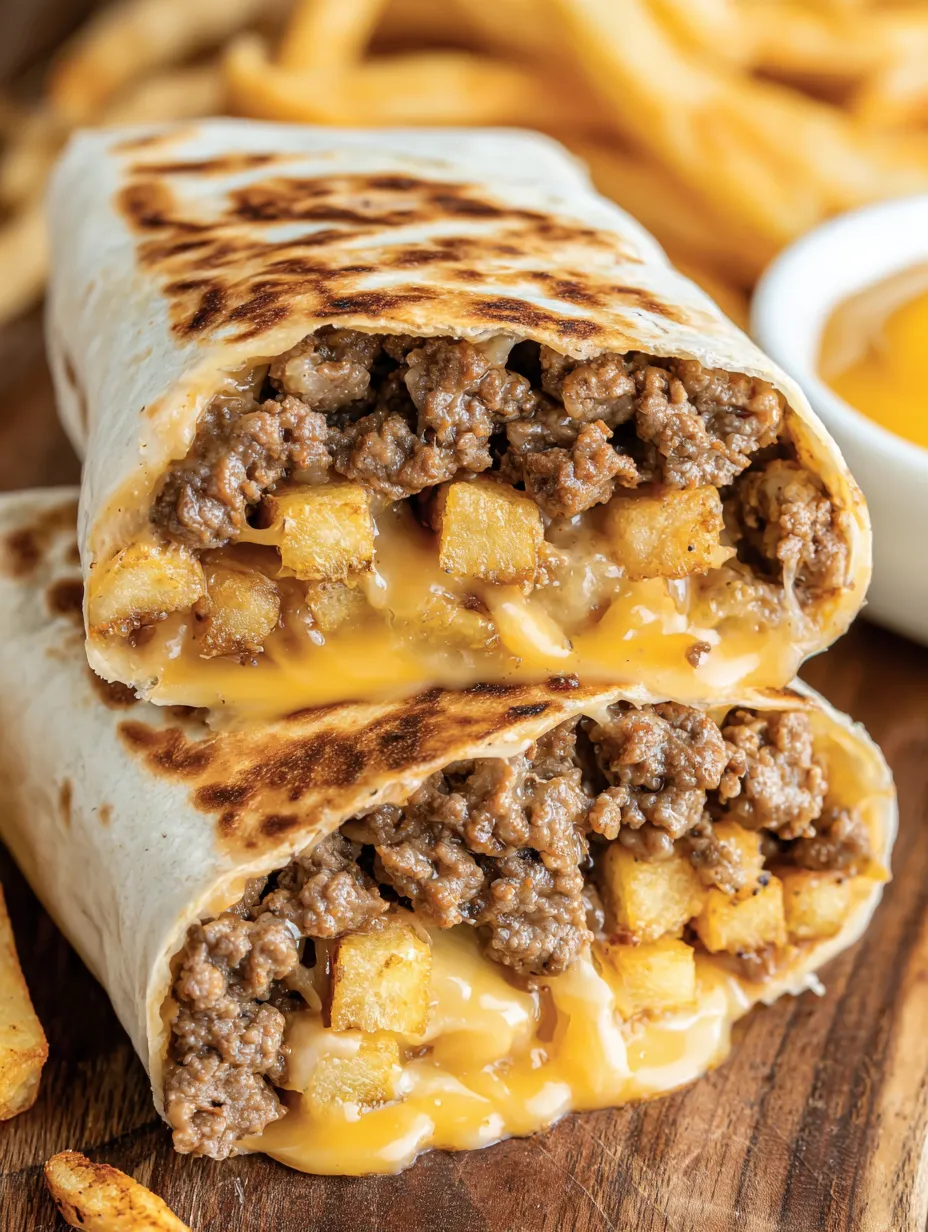 A burrito with cheese and meat inside.