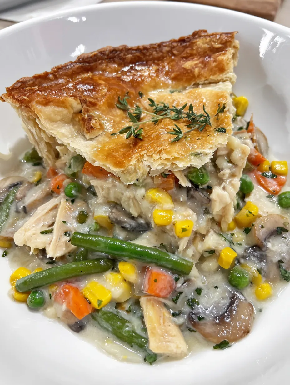 A slice of spring chicken pot pie.