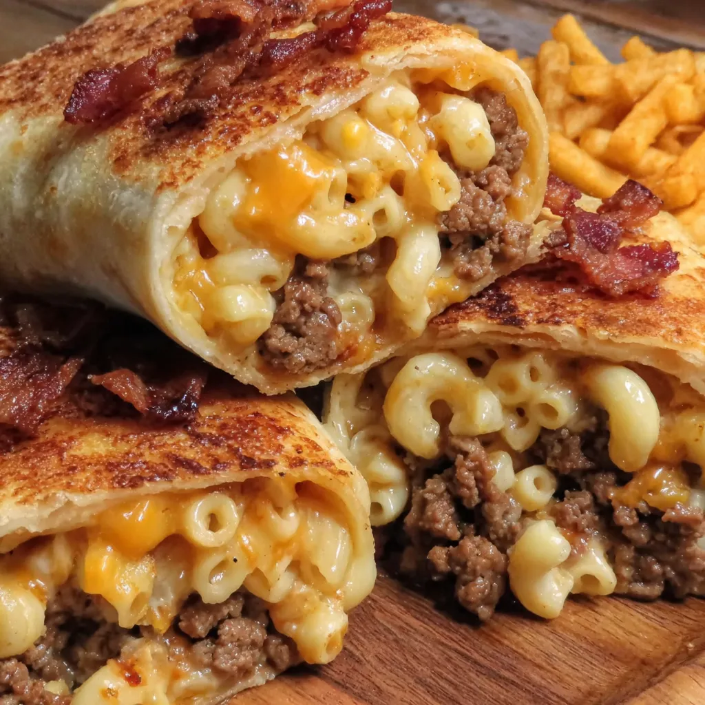 Mac and cheese bacon burger rolls.