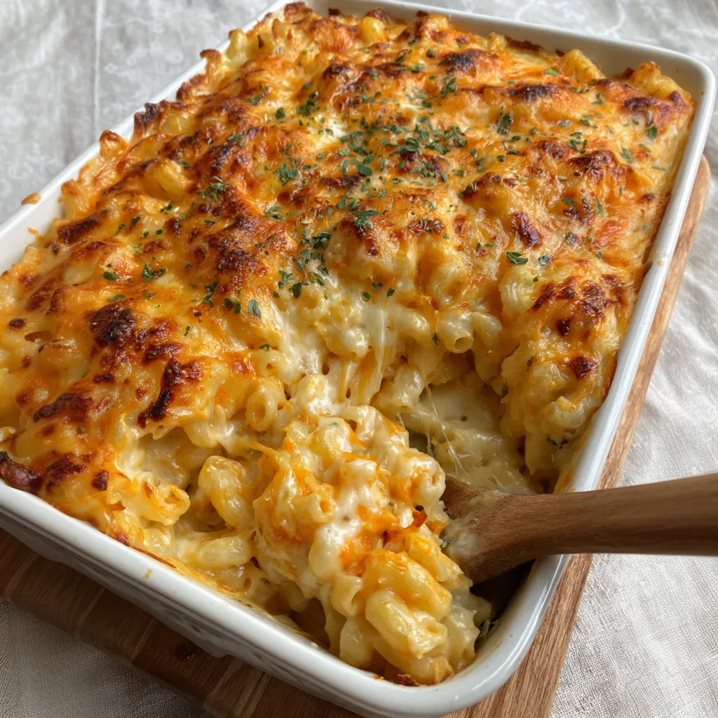 A white bowl filled with macaroni cheese.