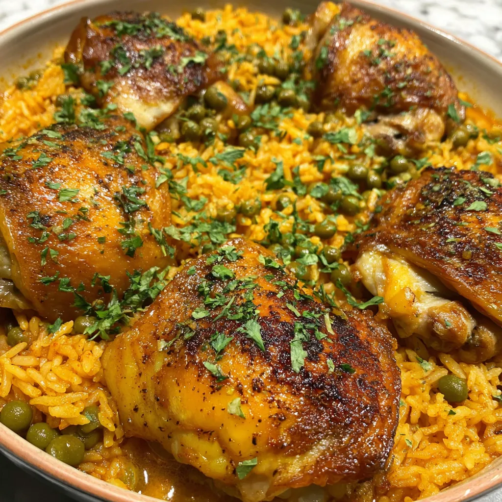 A dish of chicken and rice.