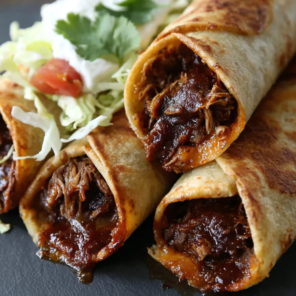 A plate of shredded beef in a tortilla.