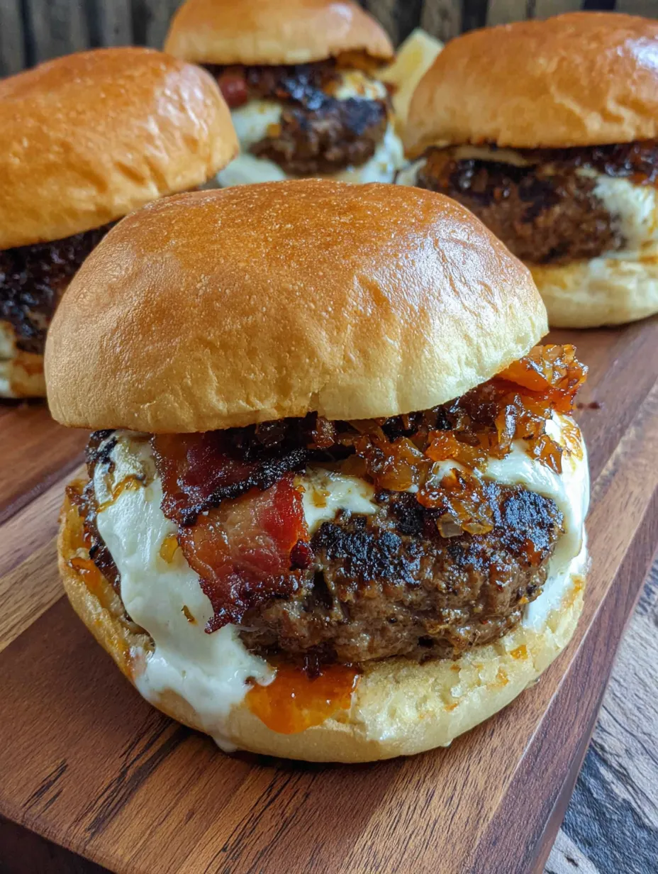 A Maple Bacon Smash Burger with cheese and bacon.