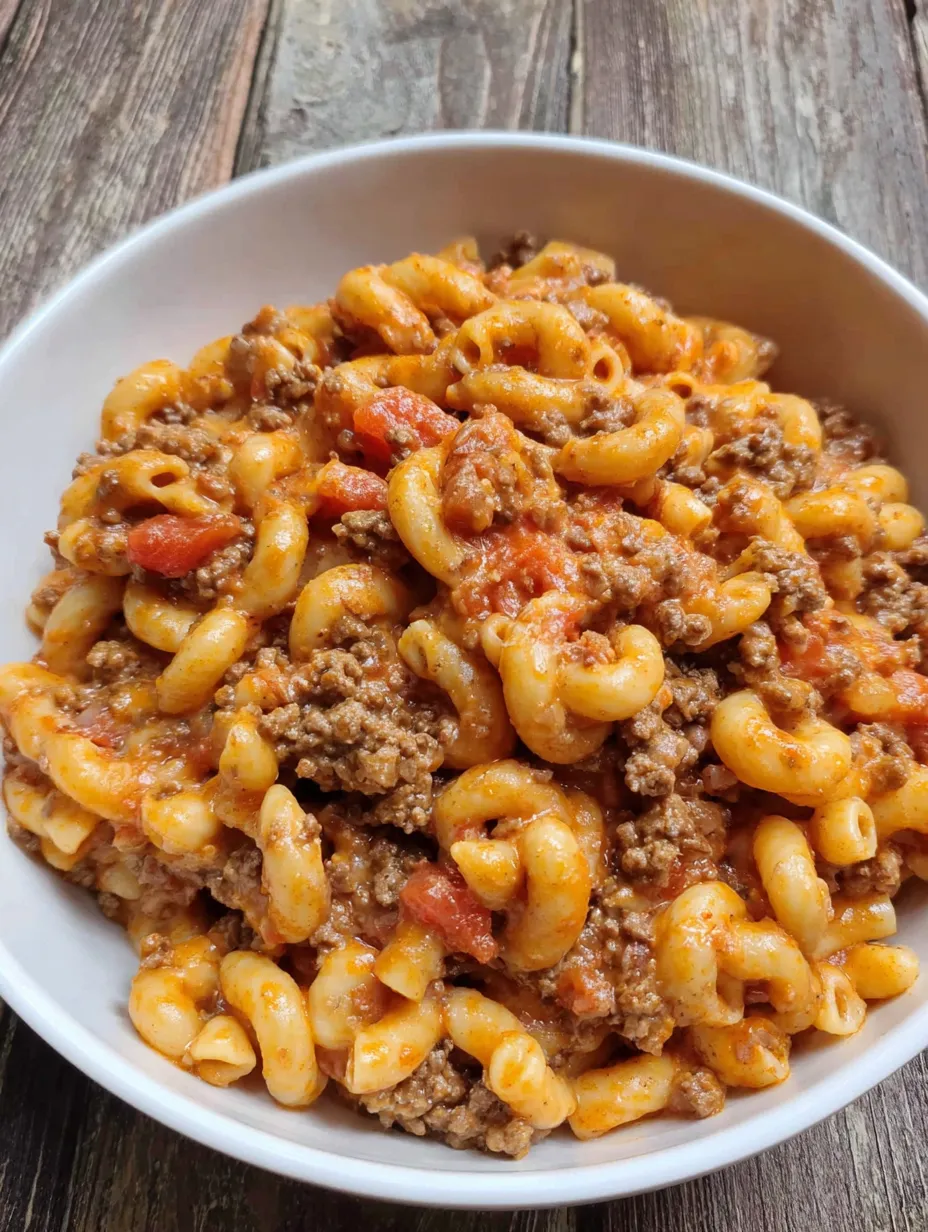 A bowl of homemade Hamburger Helper.