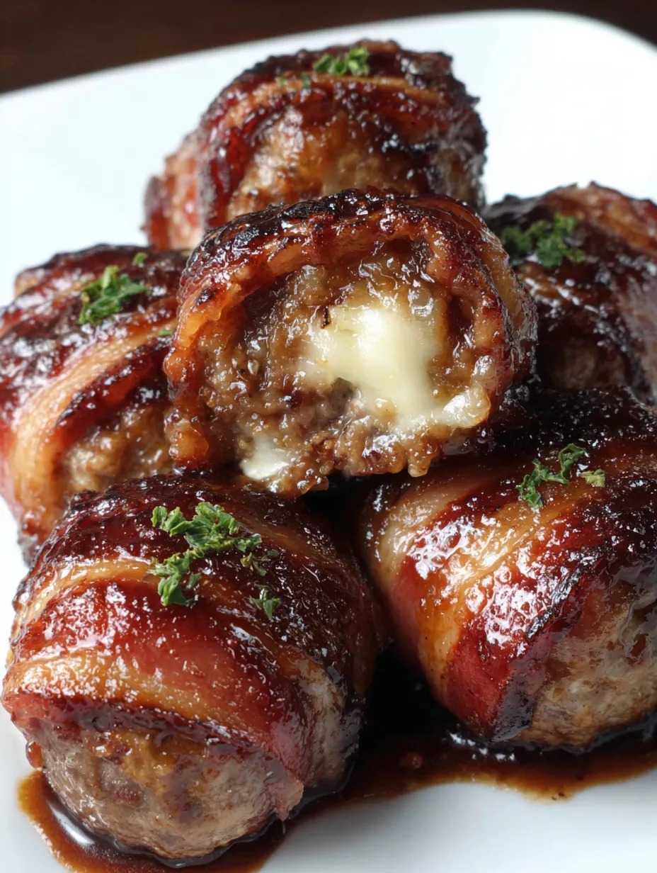 Cheddar-stuffed BBQ bacon bombs.