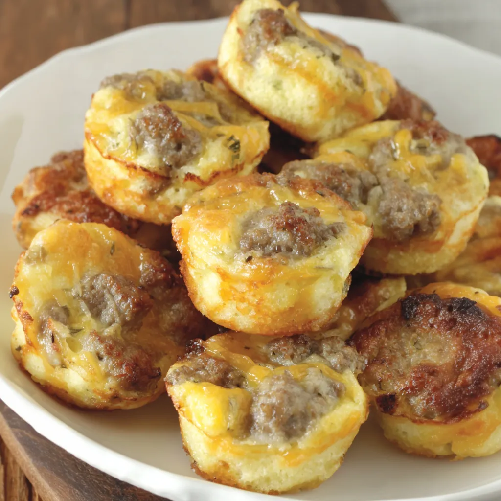 A plate of sausage and cheese bites.