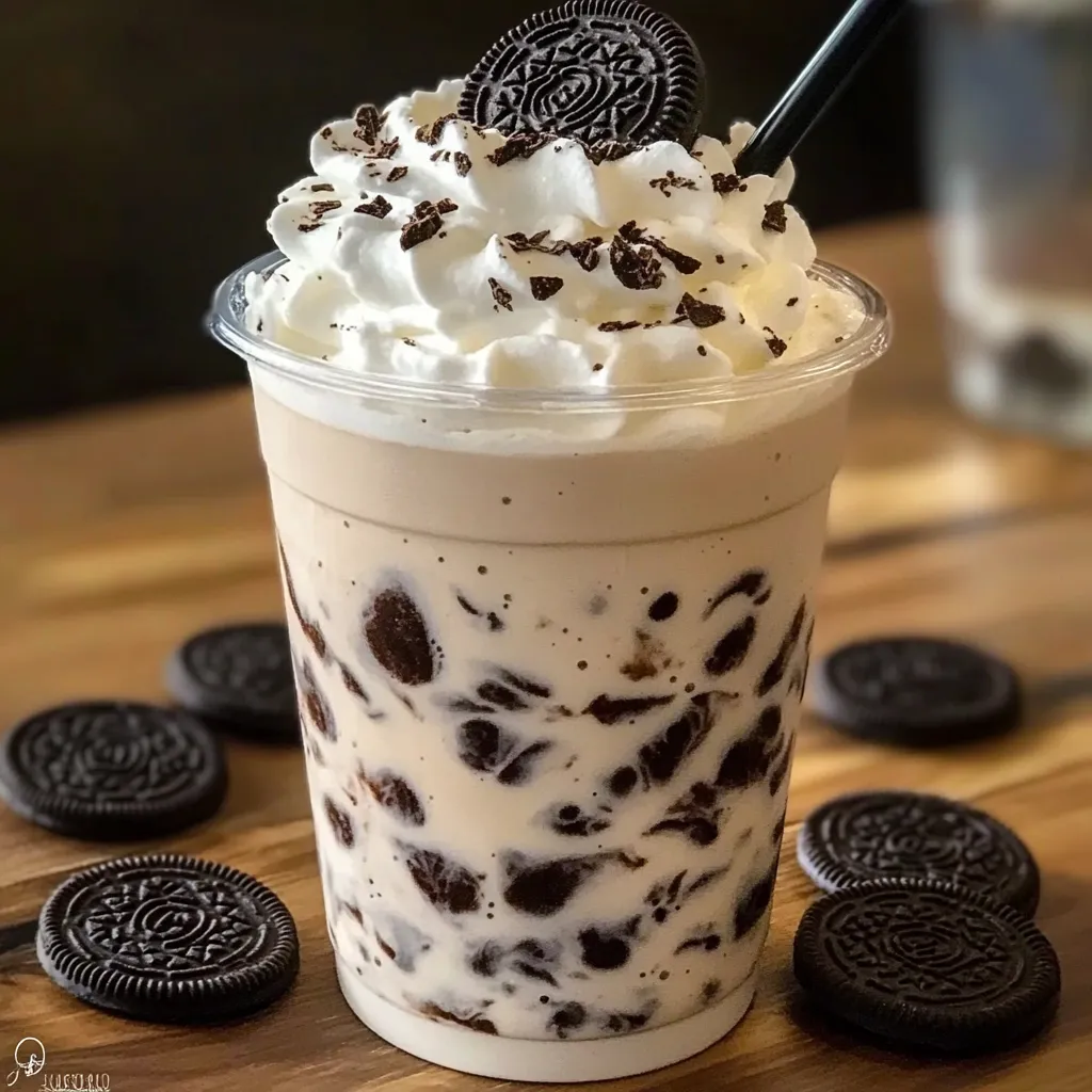A cup of ice cream with chocolate chips and a cookie on top.