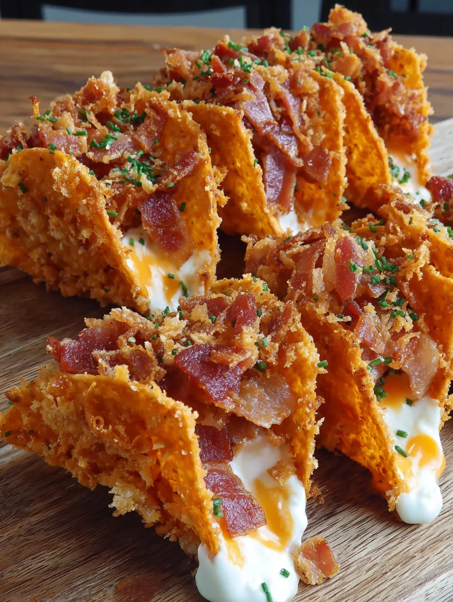 A plate of bacon and cheese stuffed Doritos.