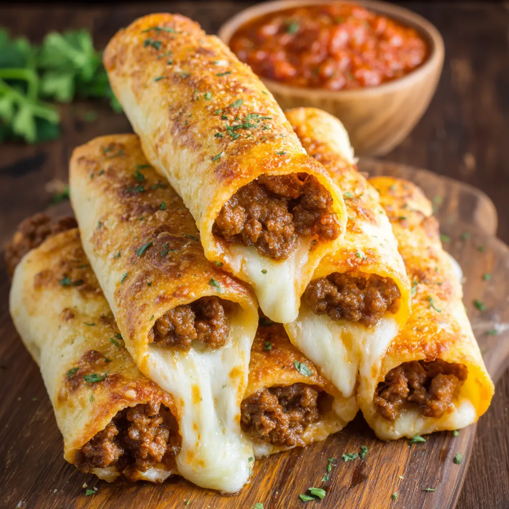 A stack of cheesy taco sticks.