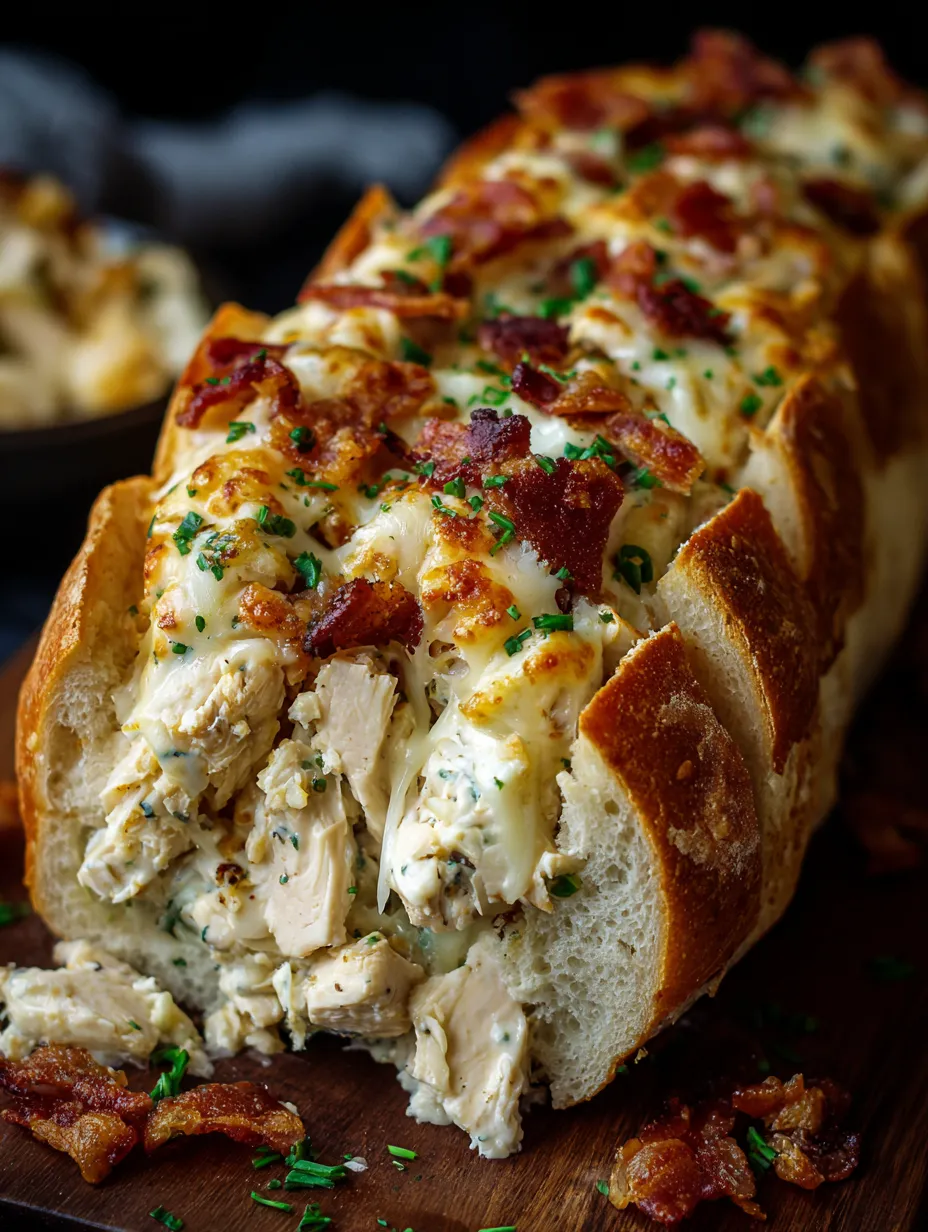 A chicken bacon ranch stuffed bread.
