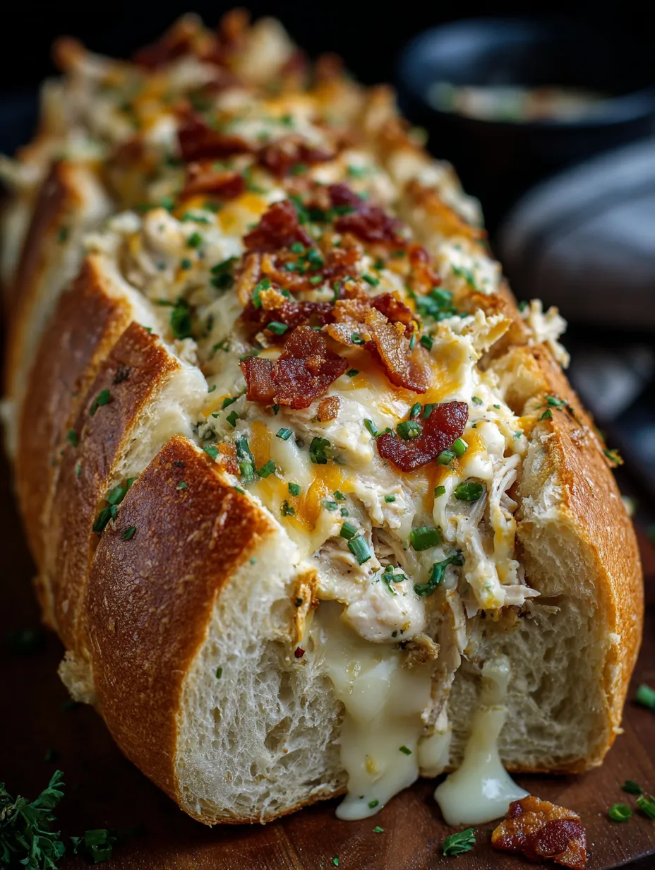 A chicken bacon ranch stuffed bread.