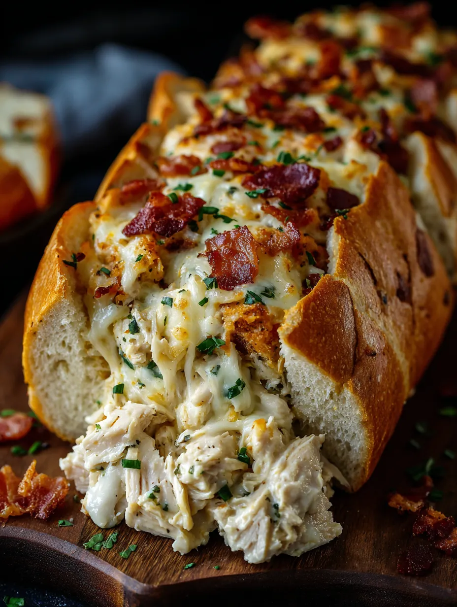 A sandwich with chicken, bacon, and ranch dressing.