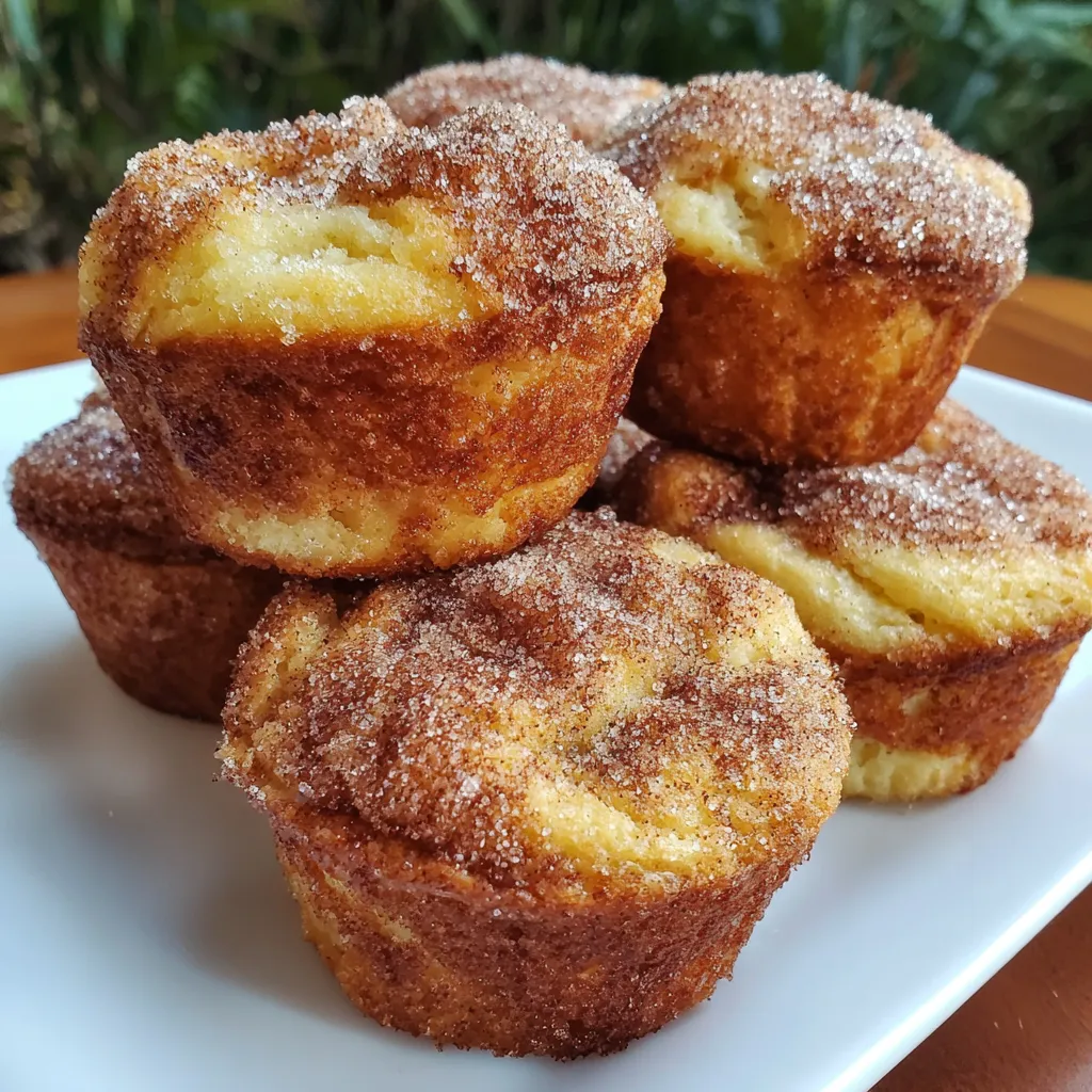 A stack of cinnamon muffins on a plate.