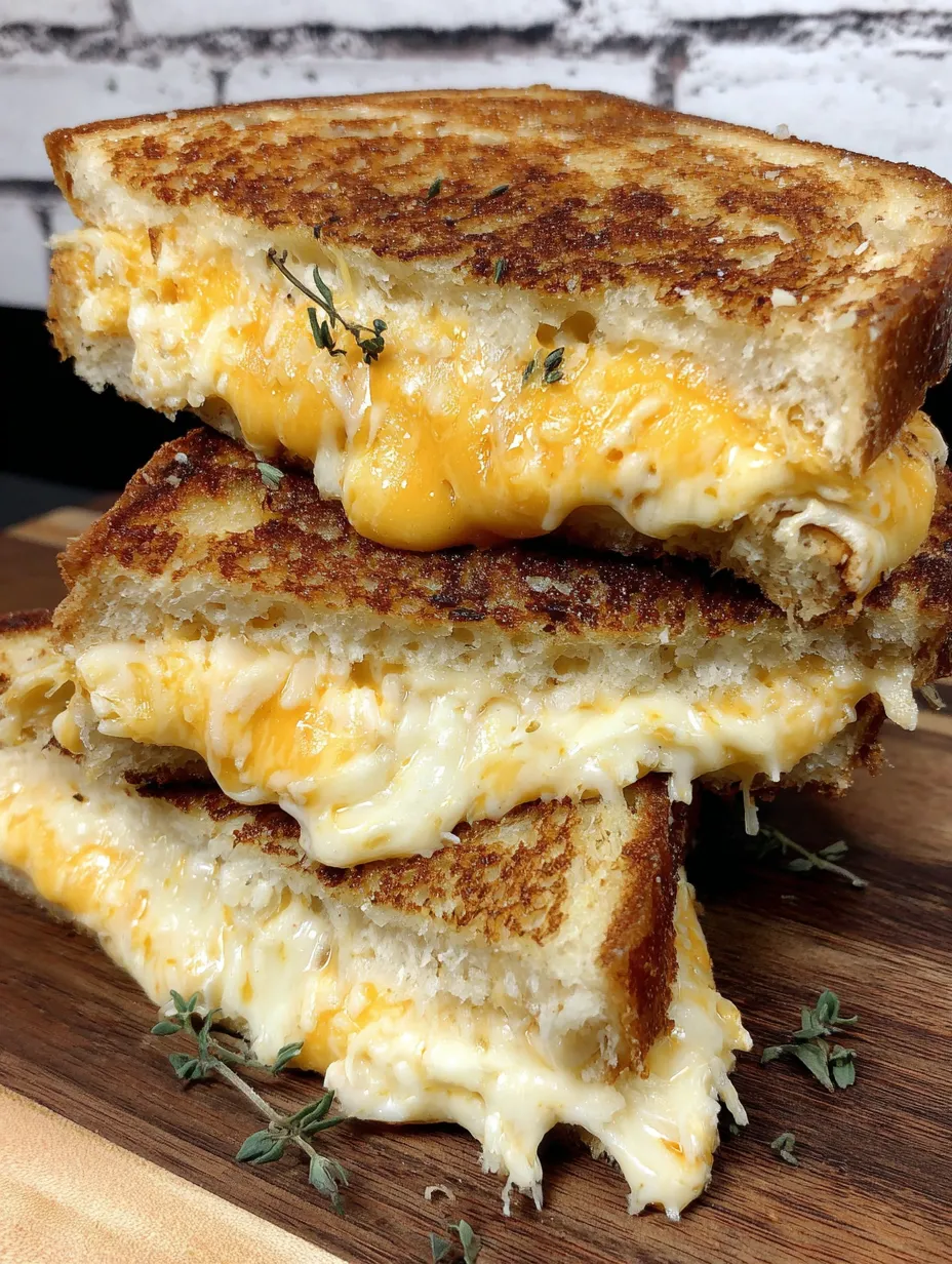 A stack of grilled cheese sandwiches.