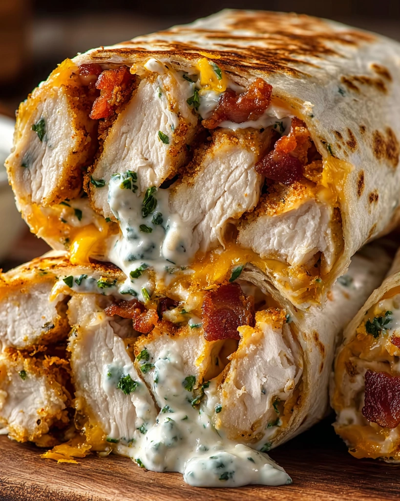 A crunchy bacon chicken ranch wrap.