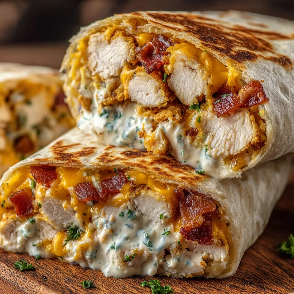 A crunchy bacon chicken ranch wrap.