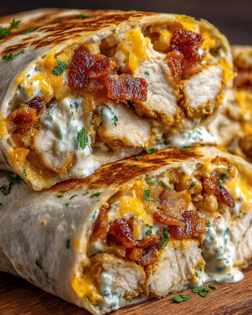 A crunchy bacon chicken ranch wrap.