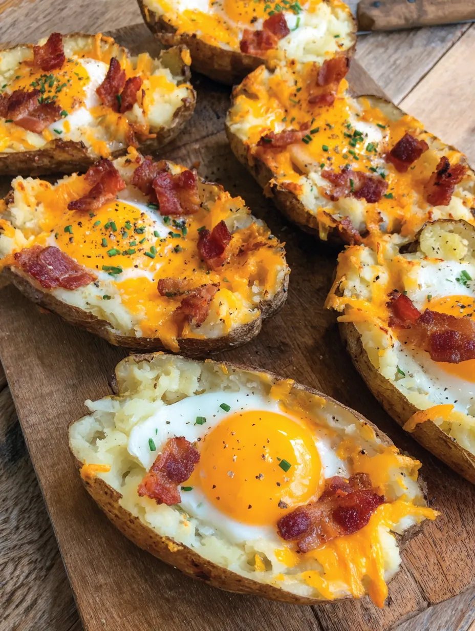Twice baked loaded breakfast potatoes.