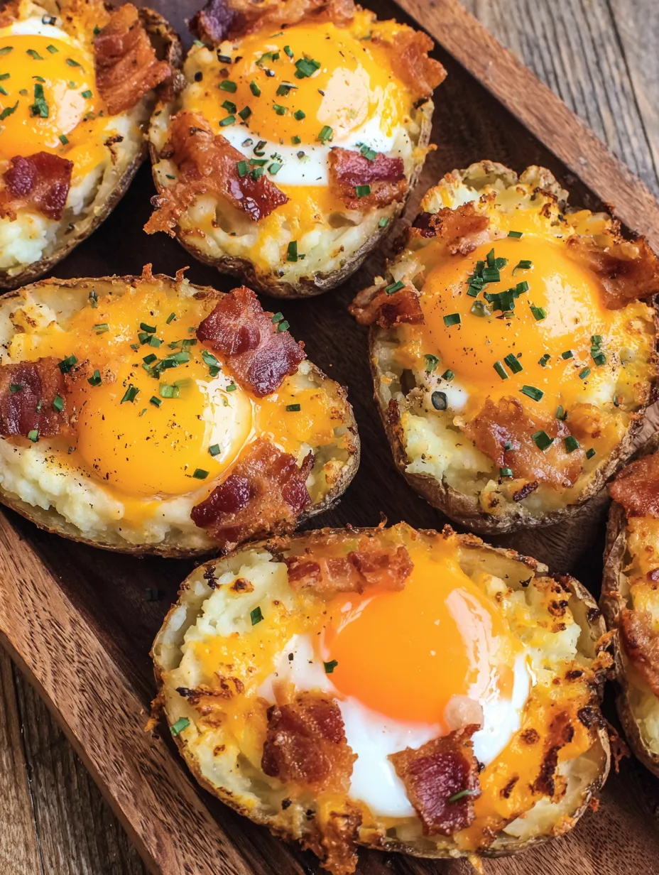 Twice baked loaded breakfast potatoes.