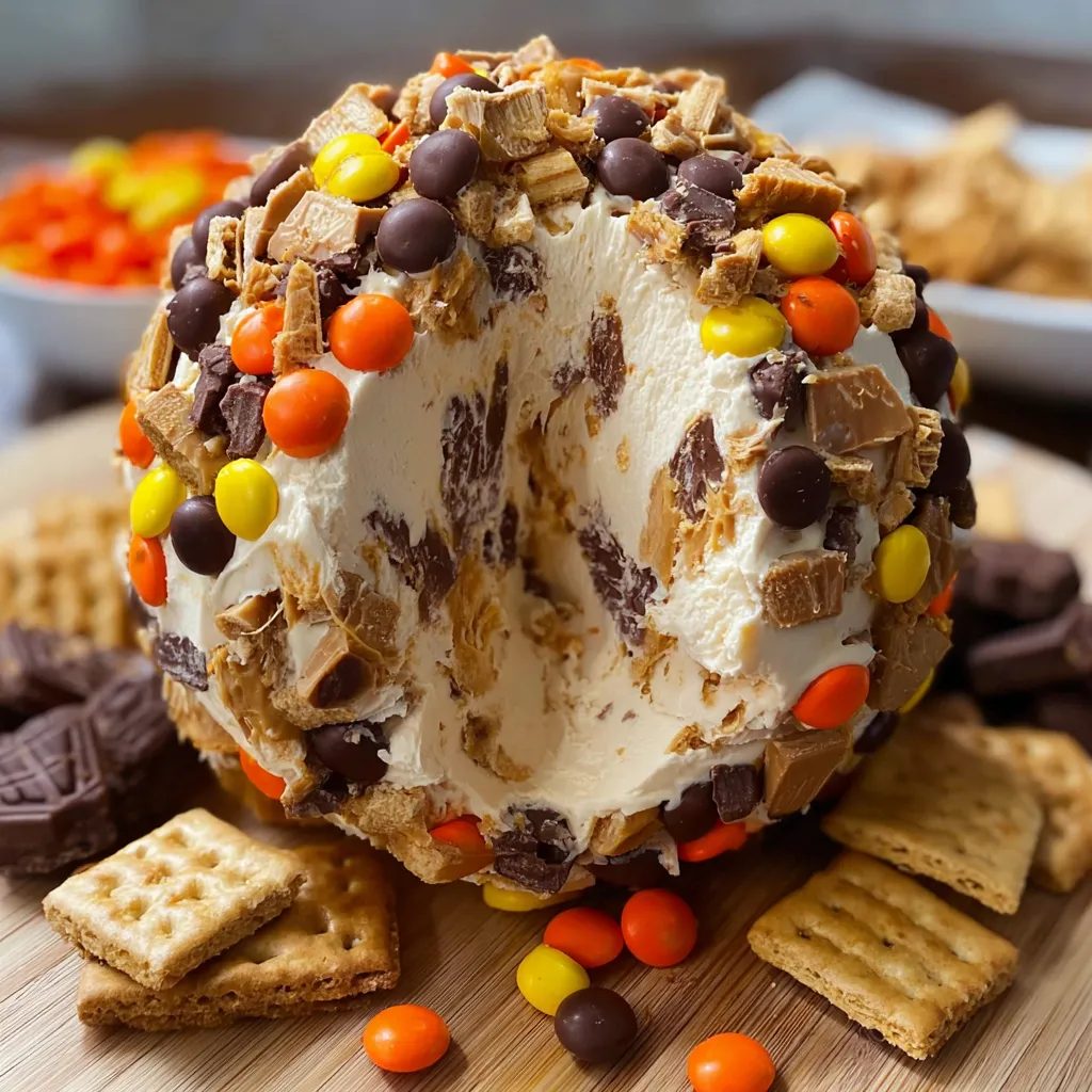 A Reese's Cheese Ball Peanut Butter Bliss Dessert.