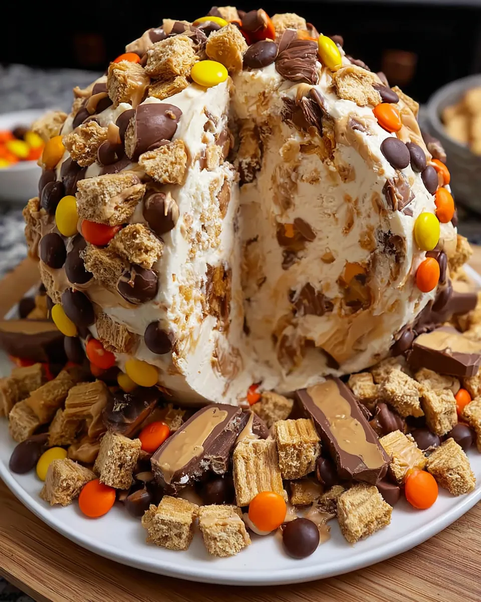A Reese's Cheese Ball Peanut Butter Bliss Dessert.