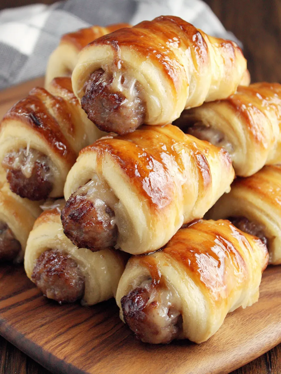 A stack of pigs in a blanket.