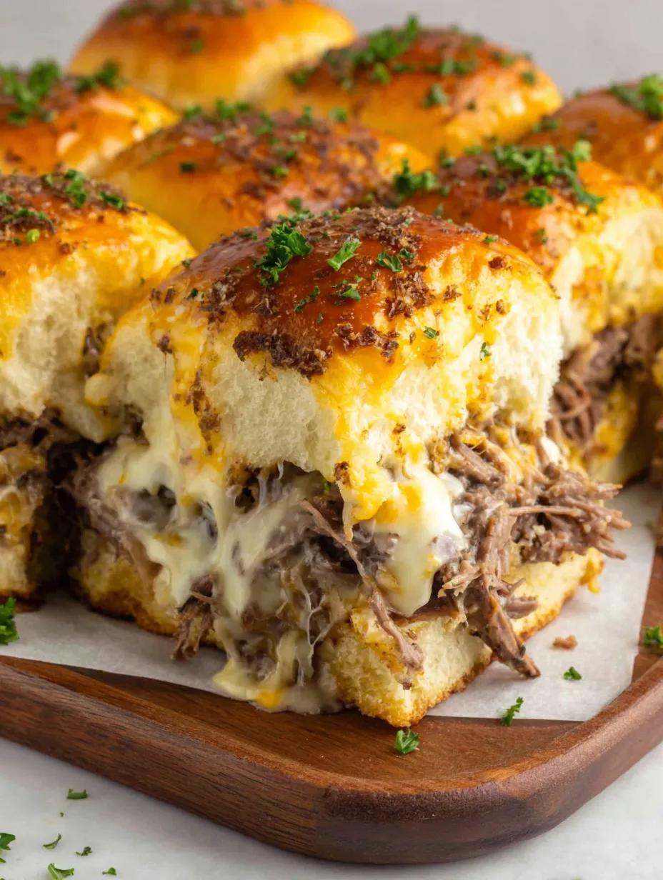 Roast beef sliders with Hawaiian rolls.
