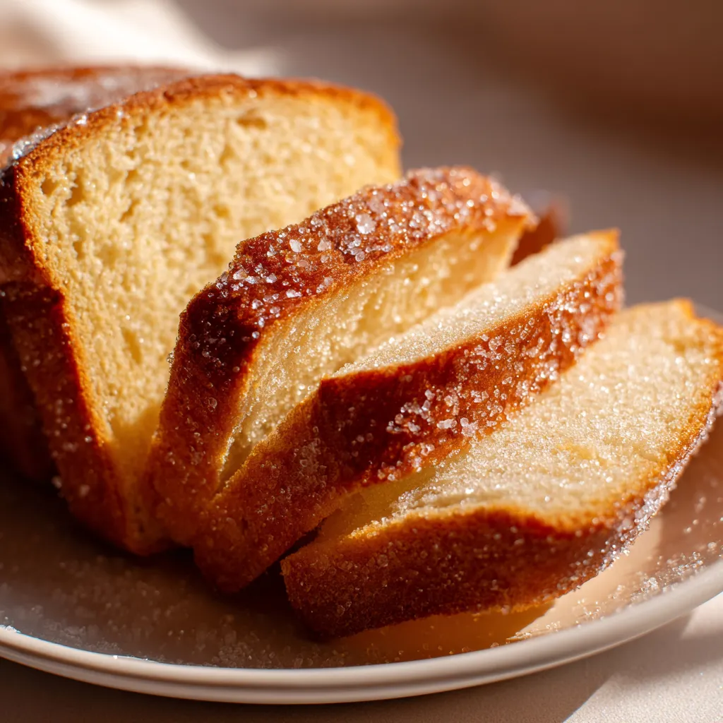 A plate of cinnamon donut bread.