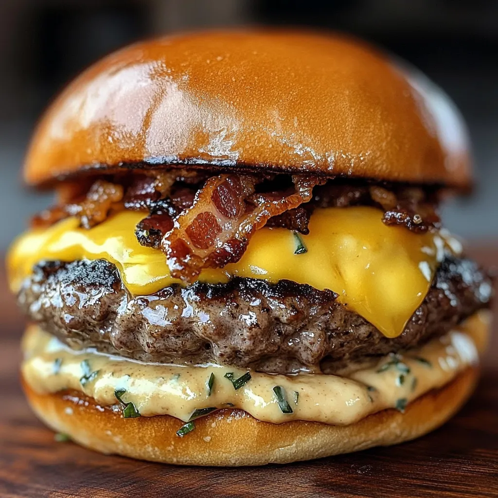 A burger with bacon and cheese.