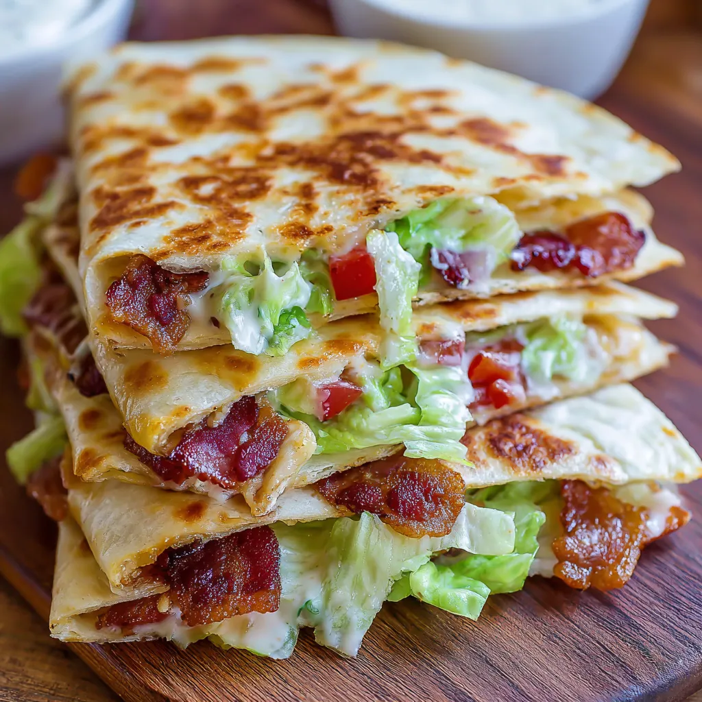 A stack of bacon quesadilla.