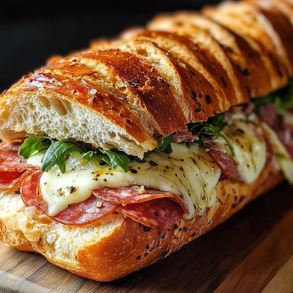 A sandwich with meat, cheese, and lettuce.