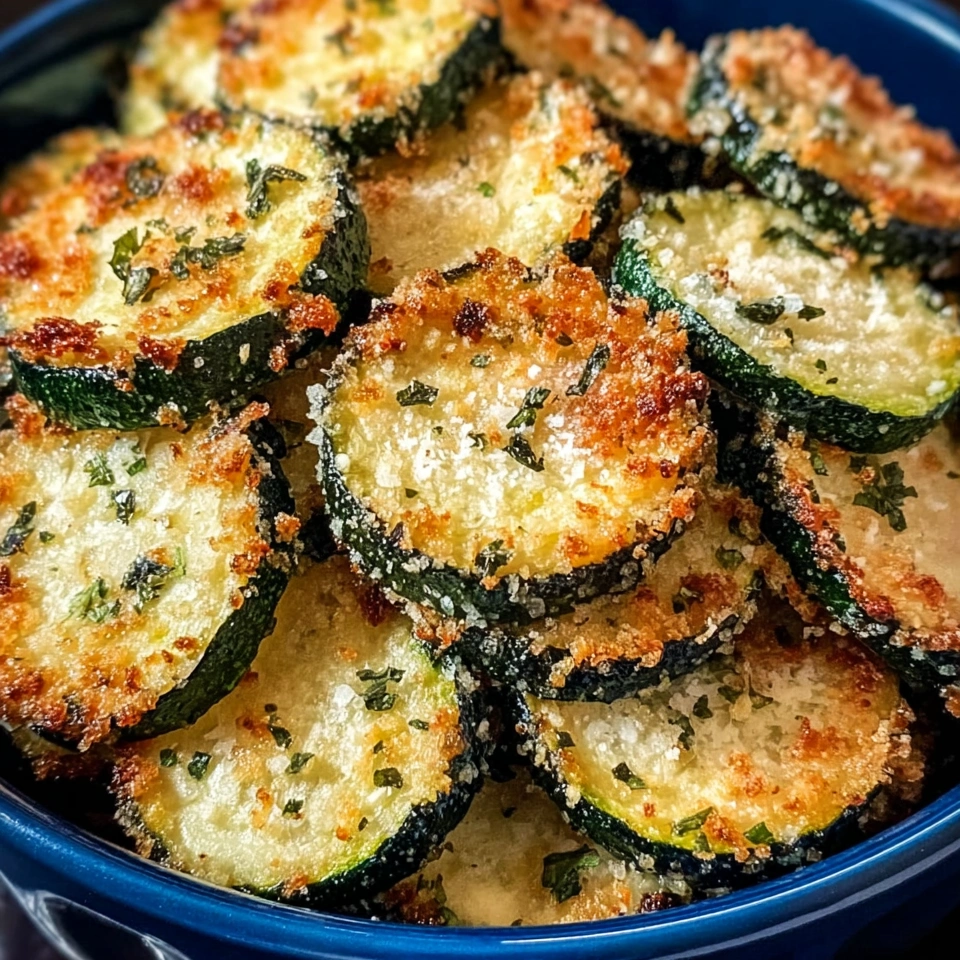 A bowl of air fryer zucchini parmesan.