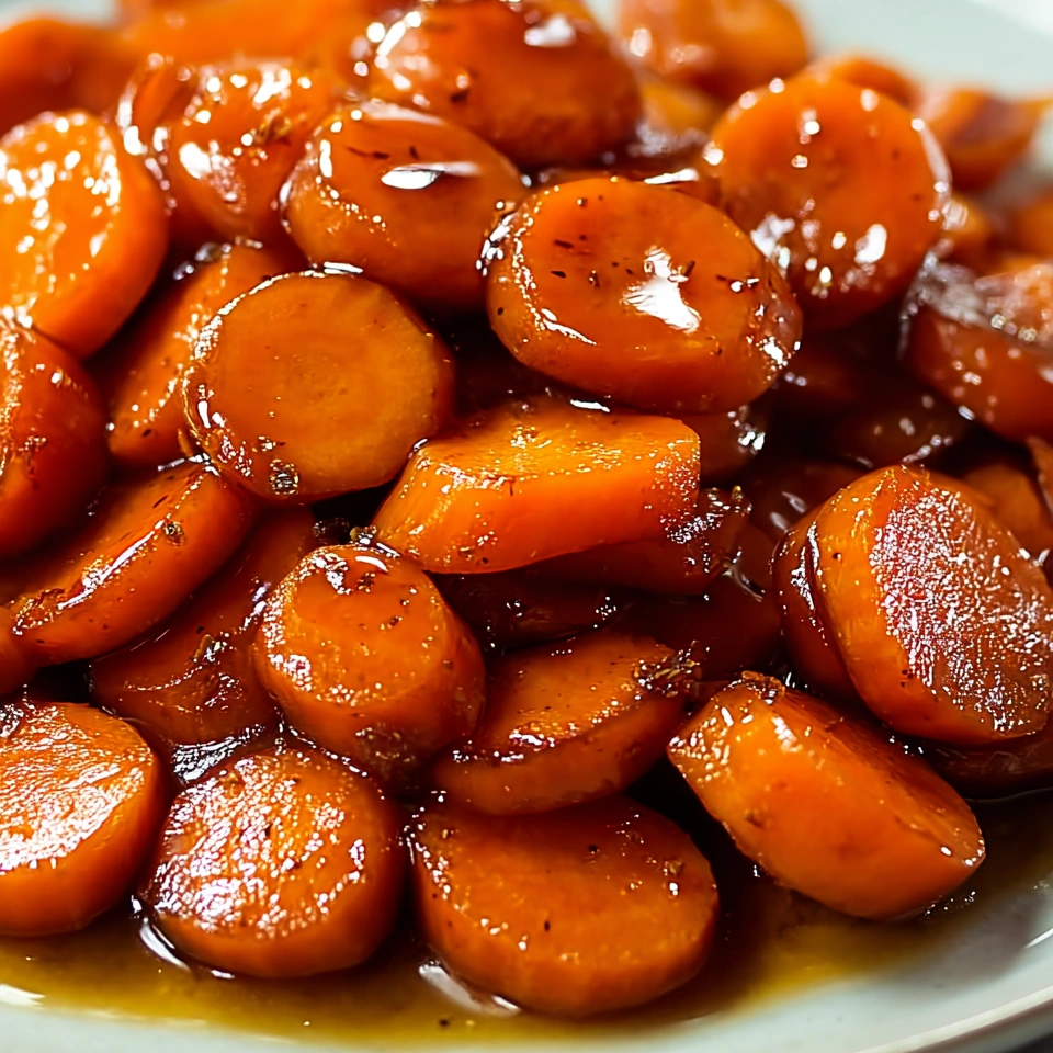 A plate of carrots with a brown sugar glaze.