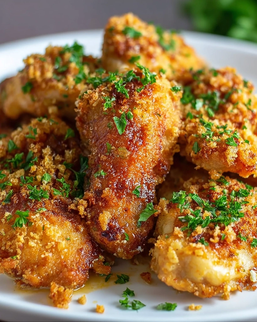 Crispy butter chicken on a plate.